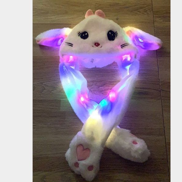 Douyinと同じスタイルのウサギの帽子ぬいぐるみ、耳をつまむと動くエアラップハット、インターネットセレブの面白いギフト|undefined