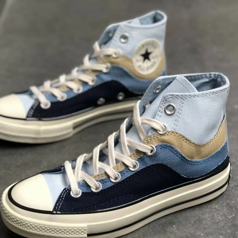 Meiqi Converse Retro 1970S Three-Star Logo Chuck 70 Rainbow Patchwork Color-Blocking Canvas Sneakers Casual Shoes
