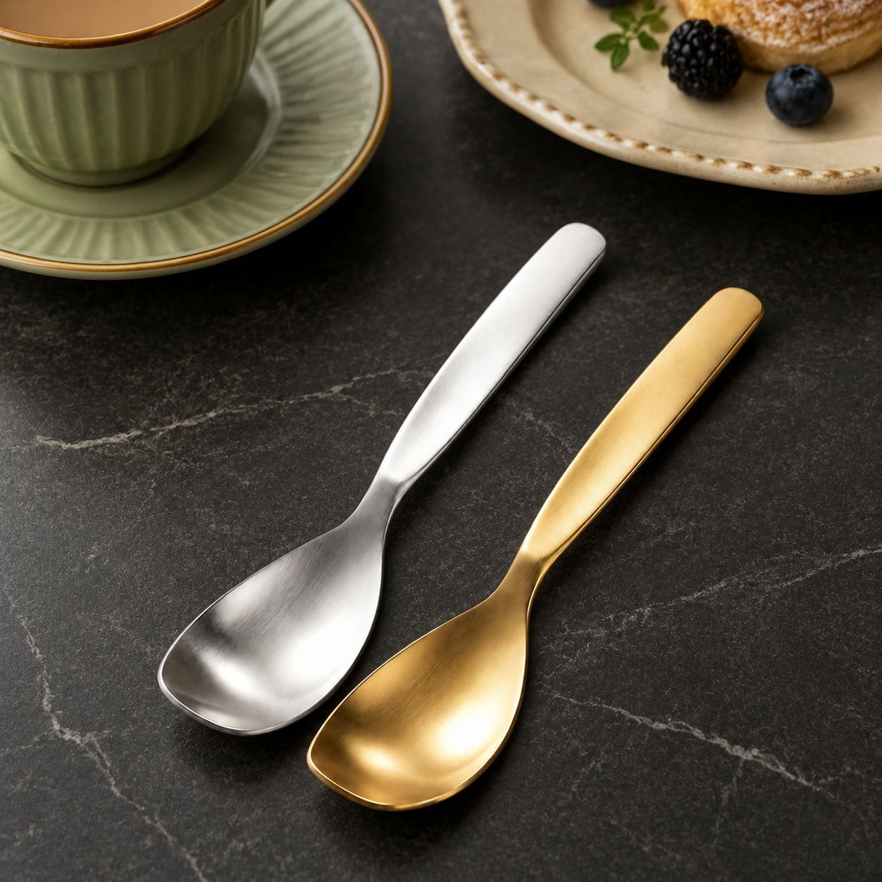 Chinese Spoon 304 Stainless Steel Spoon Sandblasted Japanese Style Soup Spoon Thickened Square Head Rice Spoon Ramen Mixing Spoon