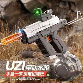 新款 UZI 电动水枪儿童玩具高压大容量强力自动吸水水枪男孩玩具