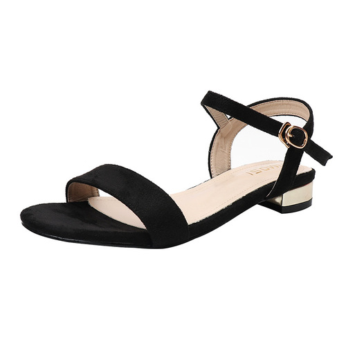 Sandals 2024 New Summer Women's Flat Black Plus Size 42 Roman Strap 41 Low Heel 40 Wide Foot 43