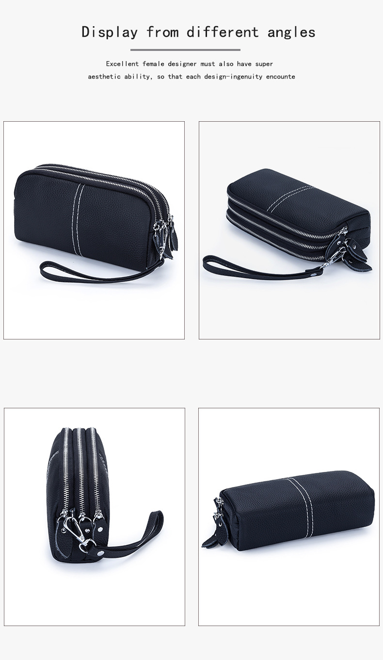 Large capacity leather wallet - Wine Red