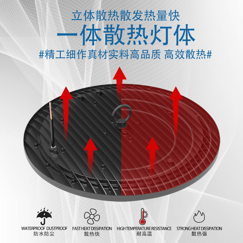 Redondo ultrafino DOB Lineal ufo Lámpara de industria y minería Taller de fábrica Iluminación de almacén Patio Lámpara de alto techo Led OVNI Lámpara