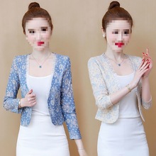 春夏蕾丝小西装外套女配旗袍吊带裙子开衫外搭披肩短款西服上衣薄