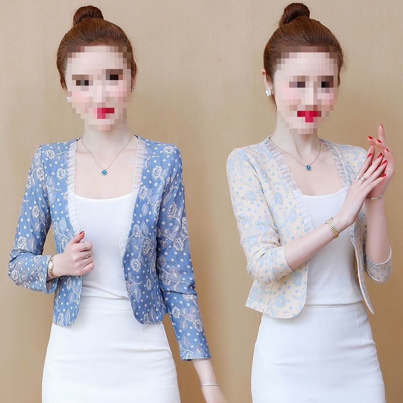 春夏蕾丝小西装外套女配旗袍吊带裙子开衫外搭披肩短款西服上衣薄