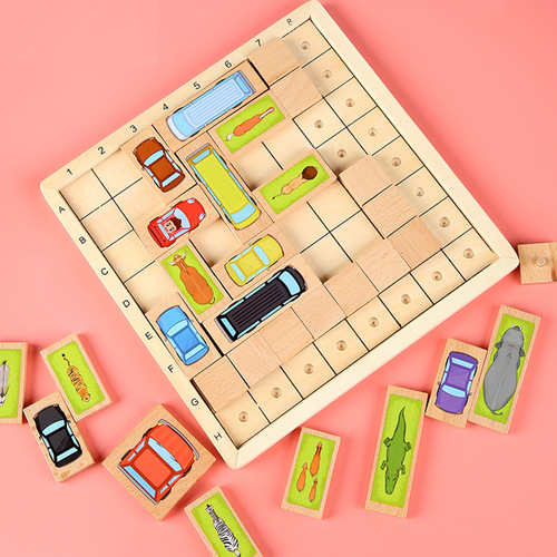Children's mathematical logical thinking training toy development large class puzzle brain moving car out of the warehouse car Huarong Road