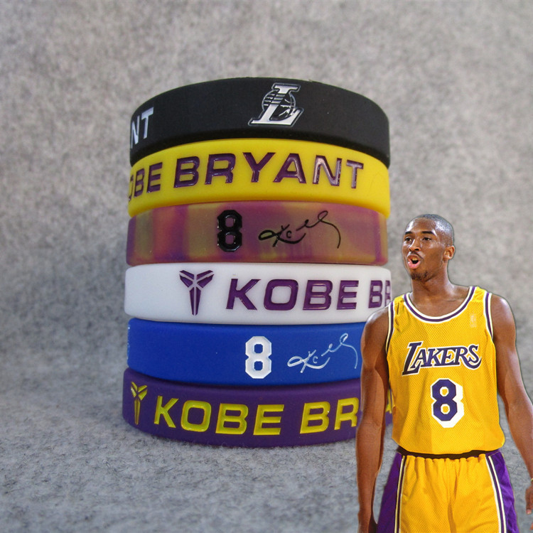 Lakers No. 8 Kobe Kobe Bryant signature sports bracelet silicone luminous collection wristband fans jewelry Lakers No. 8 Kobe Kobe Bryant signature sports bracelet silicone luminous collection wristband fans jewelry