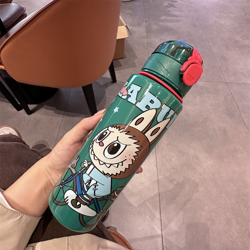 高颜值可爱型拉布布水杯弹跳盖便携车载杯细长款代发水杯|undefined
