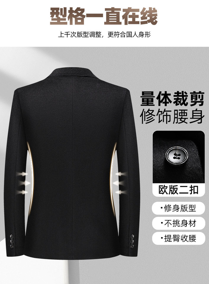 Áo vest nam len nguyên chất dáng ôm kiểu Hàn, áo khoác len công sở màu trơn — màu xanh hải quân, đen chi tiết 9