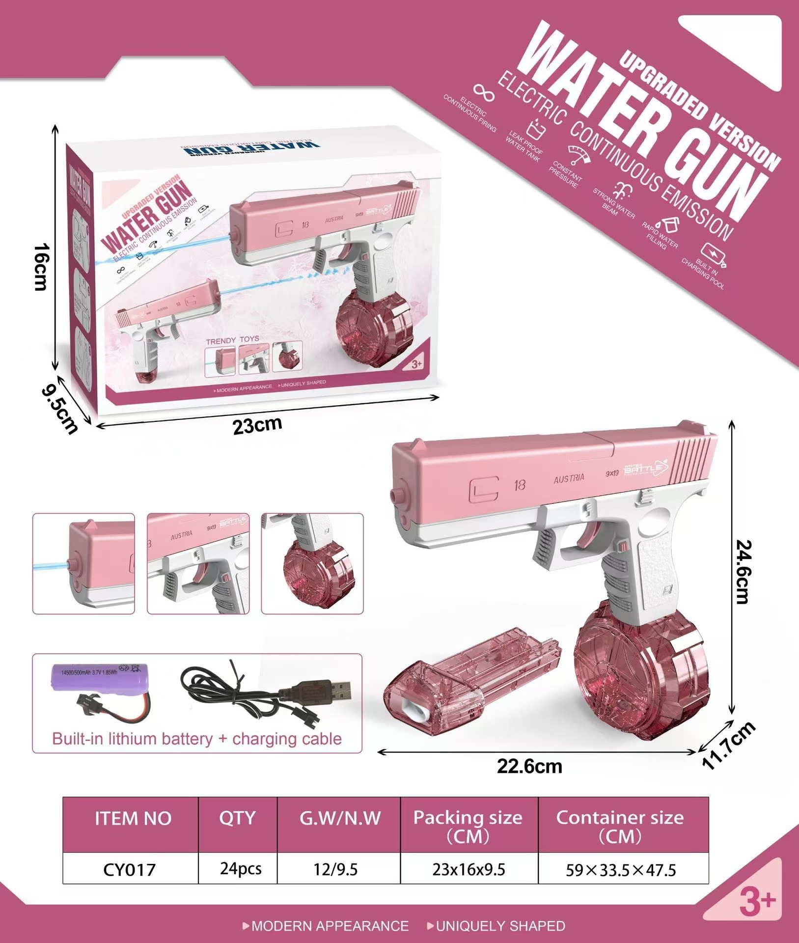 Fuchsia electric glock, automatic shooting