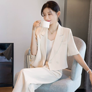 囿升短款小个子职场通勤气质显瘦西装夏套装女质小西服套装OL工作