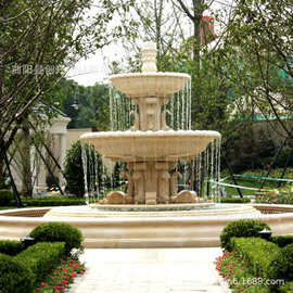 石雕喷泉晚霞红风水球欧式口袋公园广场流水景观庭院天然石材水钵