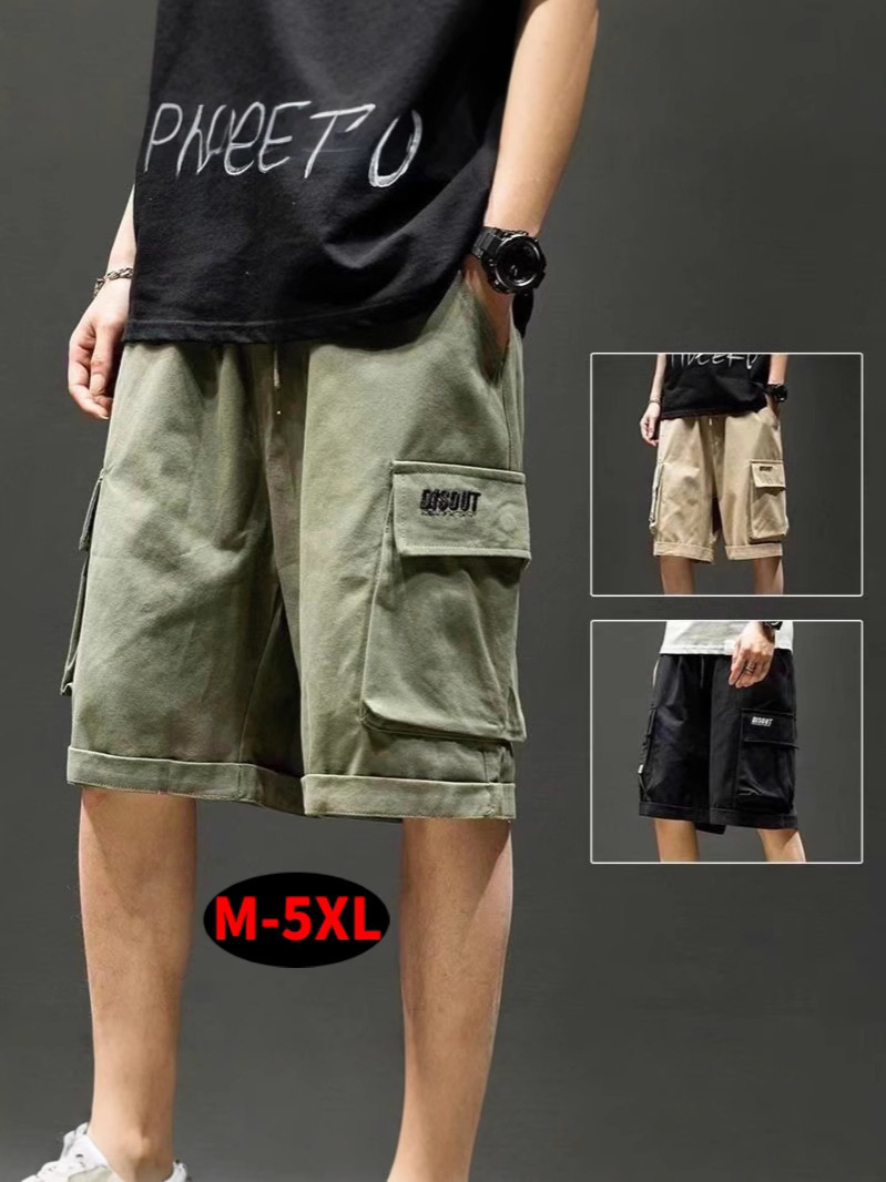 Nuevos pantalones cortos de herramientas de moda para hombres, pantalones de moda japoneses de verano, pantalones de cinco puntos sueltos de gran tamaño para hombres