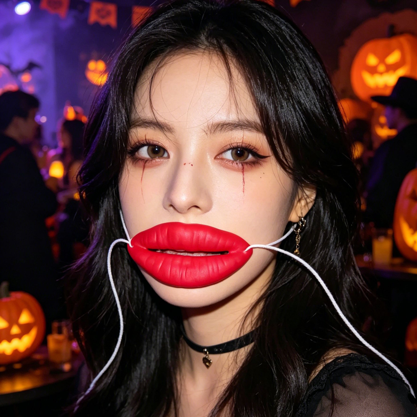 Halloween extraña salchicha labios COS espectáculo extraña espectáculo salchicha labios props flame sexy labios rojos rojos
