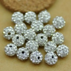 4 6 8 12 14 16 20 30 10mm直孔半孔白色ab軟陶泥鑽球香巴拉珠子