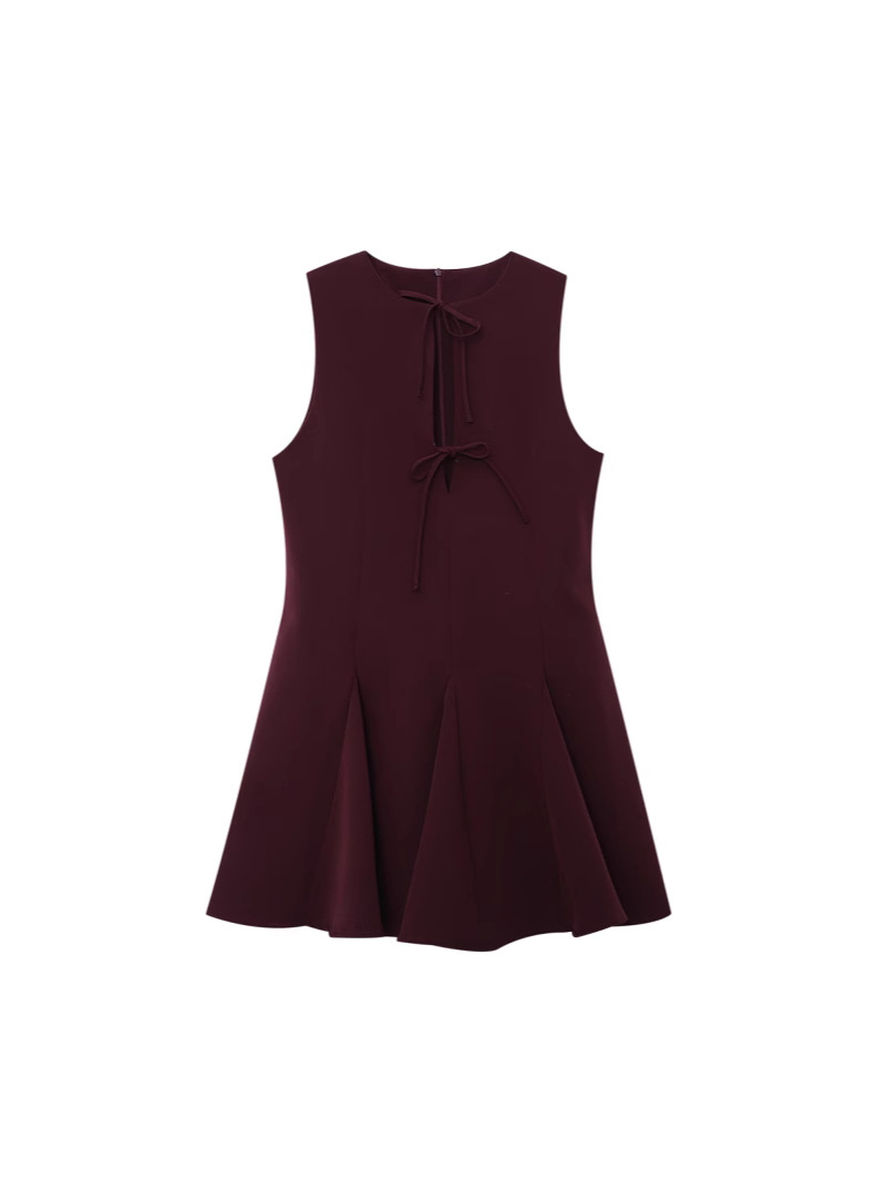 Cross-border Women's 2025 Spring and Summer New European and American Fashion Slim-fit Bow Sleeveless dress Women