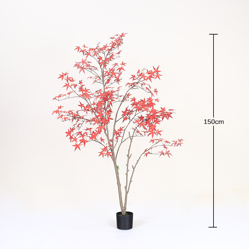 新しい模擬緑の植物、模擬カエデの葉の木、インターネット有名人の緑のカエデの木、ホテルのショッピングモールの緑の植物、模擬木、屋内および屋外の装飾|undefined