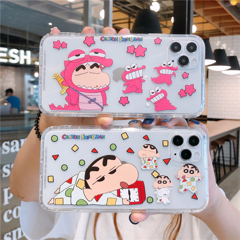 Crayon Shin New Suitable for iPhone13 Phone Case 15pro Cute Cartoon Apple 14 All-inclusive Transparent 11 Drop-resistant