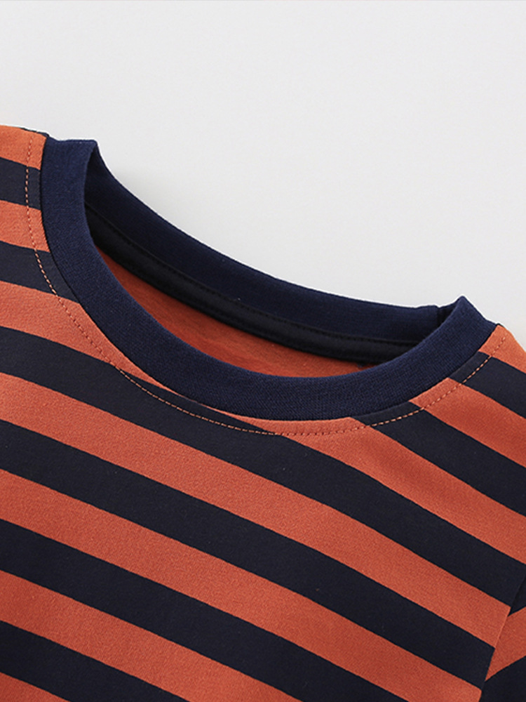 Malwee transfronterizo juego de rayas para niños verano nuevo estilo europeo y americano camiseta de cuello redondo para niños de manga corta ropa infantil
