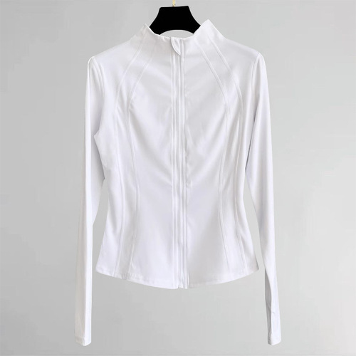 Women's Long Sleeve Nudie Yoga Jacket, Spring and Autumn Zippered Outdoor Fitness Running Sport Coat Set