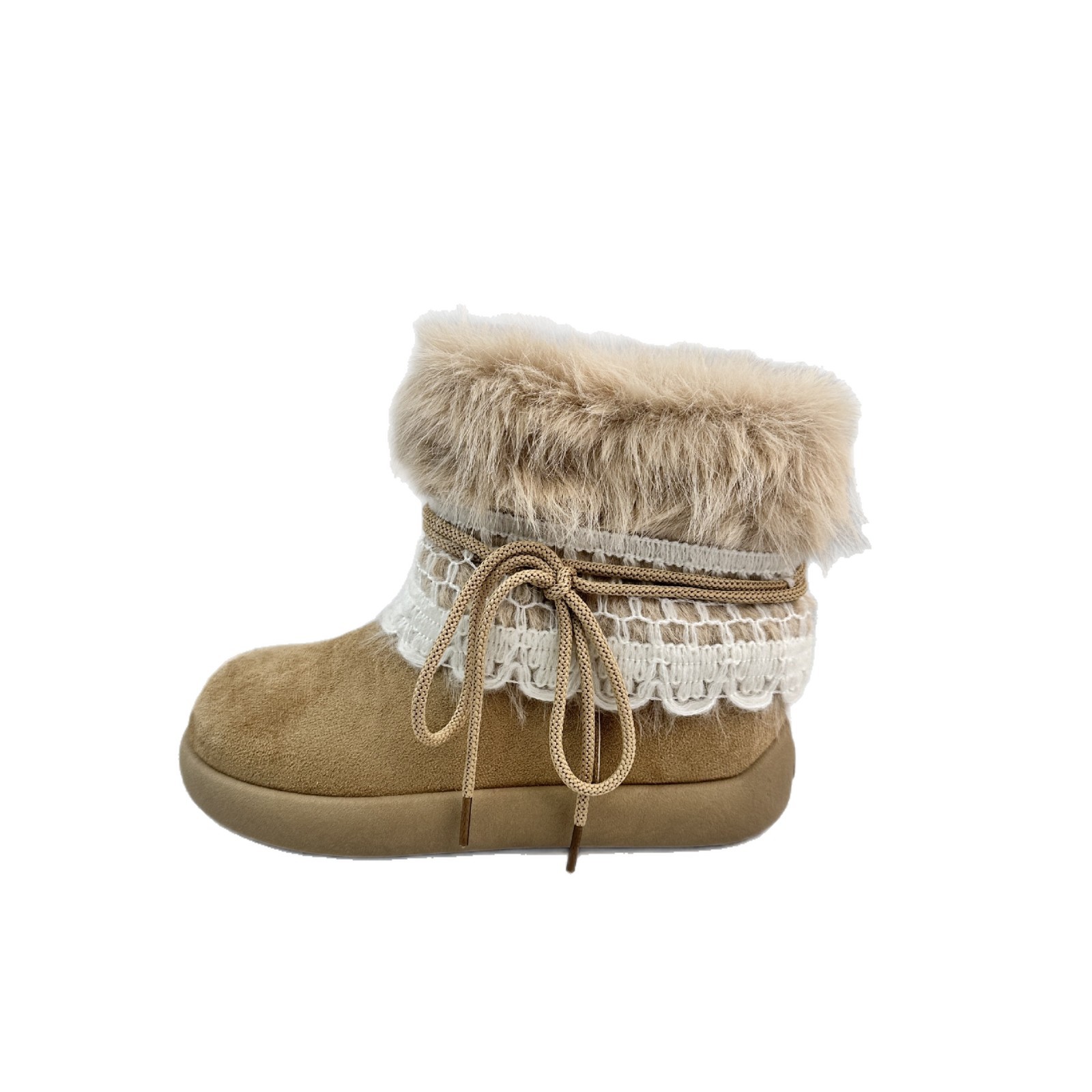 Bota de nieve de moda para mujeres invierno 2025 con suela gruesa de vello, zapatos de algodón caliente en el viento. image 6