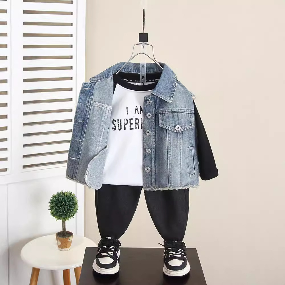 6261 Chaleco de mezclilla de primavera y otoño para niños Ropa exterior de chaleco de moda de otoño 2025 nuevo top de bebé