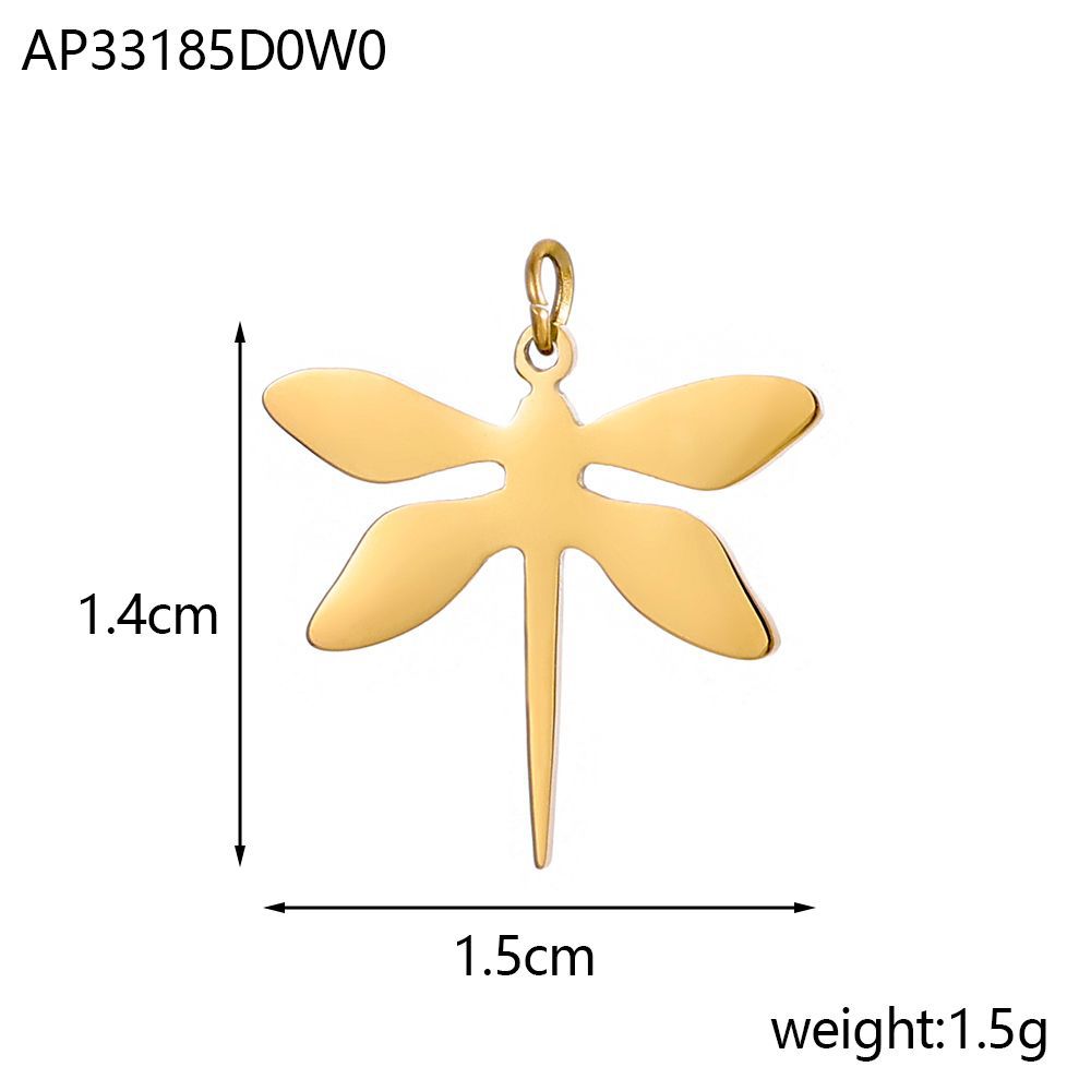2g Weight Pendant Jewelry Making Type DIY Ornament Accessories Classification 1 Piece Quantity 304 Stainless Steel Material Dragonfly, Butterfly Pattern All Seasons Season Plating Design Basic, Simple Style Style 1 Piece 304 Stainless Steel Dragonfly Butterfly Pendant 无