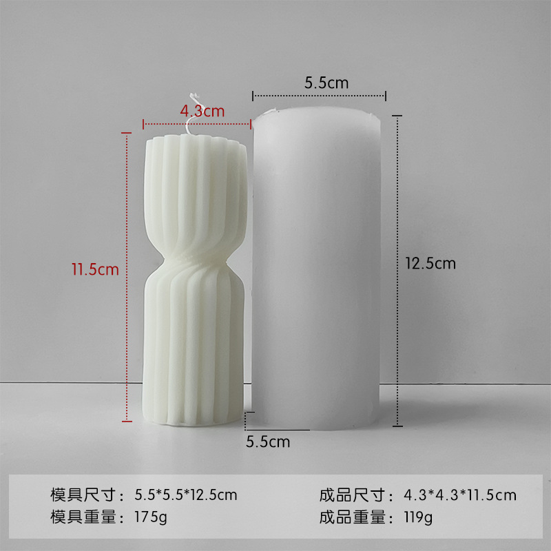 Jiahuimei molde de vela cilíndrica a rayas DIY ondulado pilar redondo aromaterapia yeso adorno molde de silicona