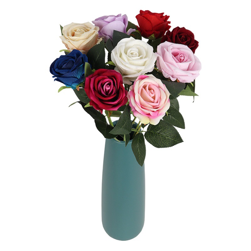 Simulation flannel rose pearl rose home hotel wedding valentine's day rose wall decoration silk flower fake flower