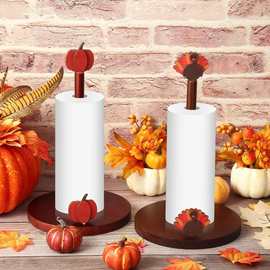 木质浴室卫生纸架万圣节南瓜姓桌面纸巾收纳架卷纸纸巾架