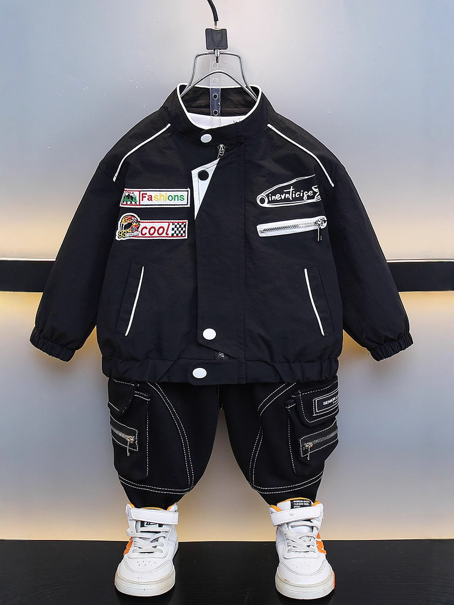 7698 Chaqueta de niño Chaqueta de primavera y otoño 2025 nuevo estilo estilo occidental ropa de bebé para hombres y niños pequeños y medianos estilo de moda guapo