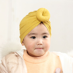Spring new children's pullover hat, baby brimless knitted elastic pit strip tire hat solid color donut Indian hat