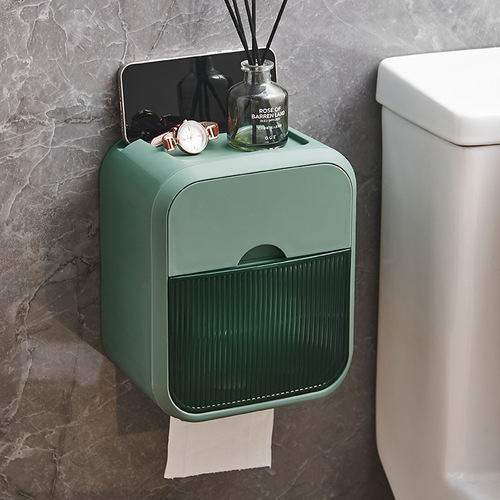 Bathroom tissue box wall-mounted roll paper face towel toilet paper box wavy pattern light luxury punch-free bathroom