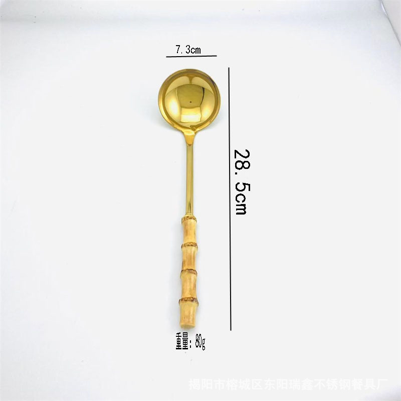 卸売りステンレス鍋スプーン竹節ハンドル台所用品小漏スプーンレストランホテル公共スプーンシャベル|undefined