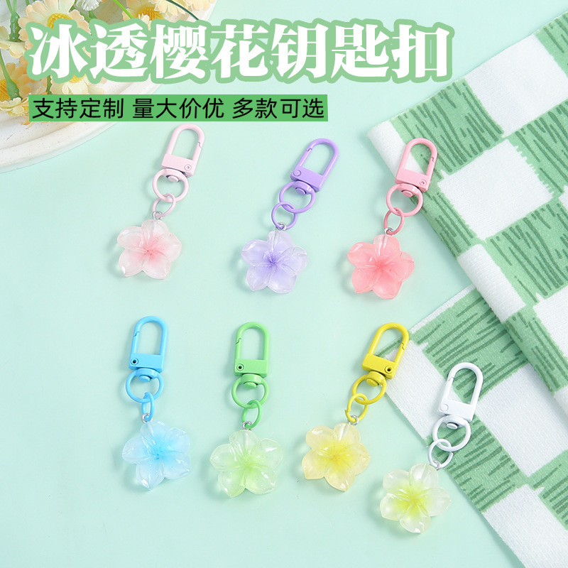 New Creative Colorful Ice Transparent Cherry Blossom Keychain Handmade DIY Jewelry Girl Heart Men and Women Bag Pendant Pendant New Creative Colorful Ice Transparent Cherry Blossom Keychain Handmade DIY Jewelry Girl Heart Men and Women Bag Pendant Pendant