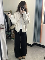 2025韩系早秋季穿搭针织开衫女软糯短款拉链毛衣外套感小个子上衣