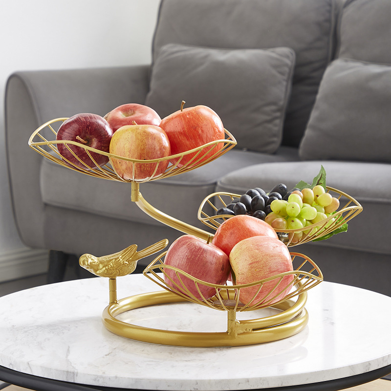 Plato de frutas de hierro forjado gancho de plátano sala de estar casera canasta de frutas de lujo ligera mesa de comedor dulces bocadillos plato