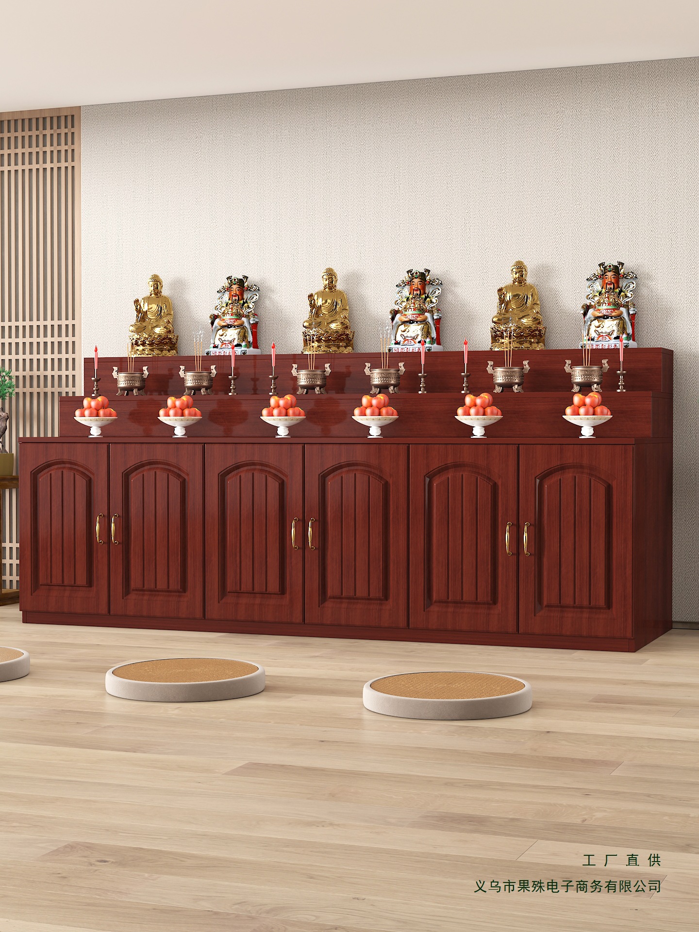 Buddhist Altar Table with Cabinet, Buddhist Altar, Shrine, New Chinese Style Buddha Statue Cabinet, Household Three-Story Hall Table