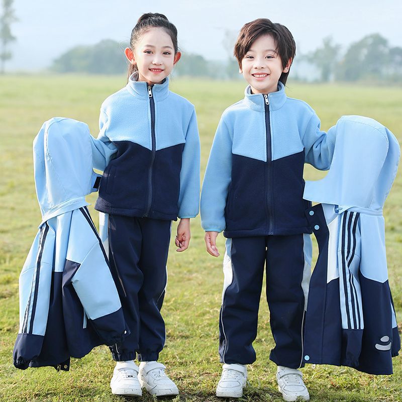 초등학생을위한 교복 세트 옷 3 인승 1 인승 어린이 교실 옷 스포츠 가을과 겨울 유치원 옷 블루