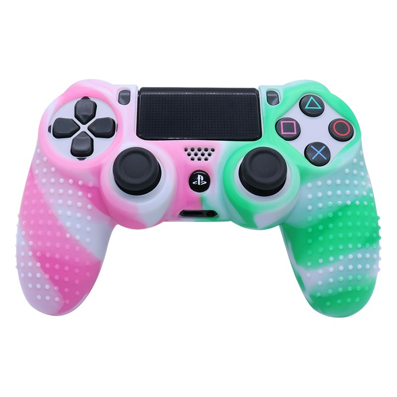 Ps4 caso de la manija cinta de camuflaje Punto de silicona caso PS4 manejar cubierta protectora pro Slim antideslizante caja de la máquina de juego