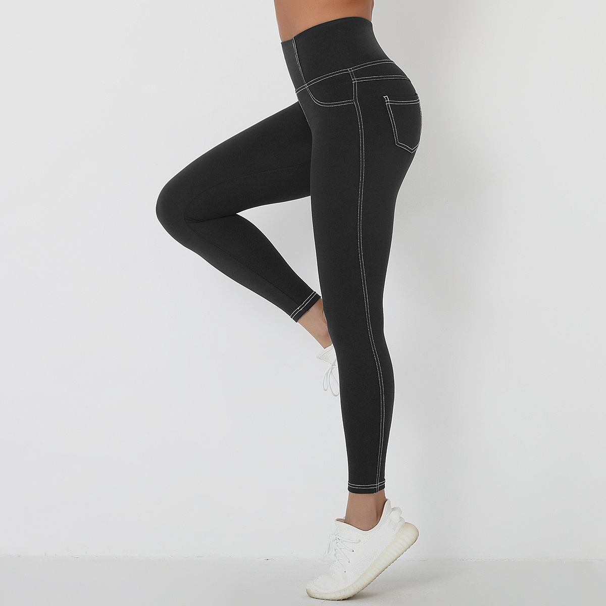 denim high waist hip-lifting yoga pants   NSLX36649