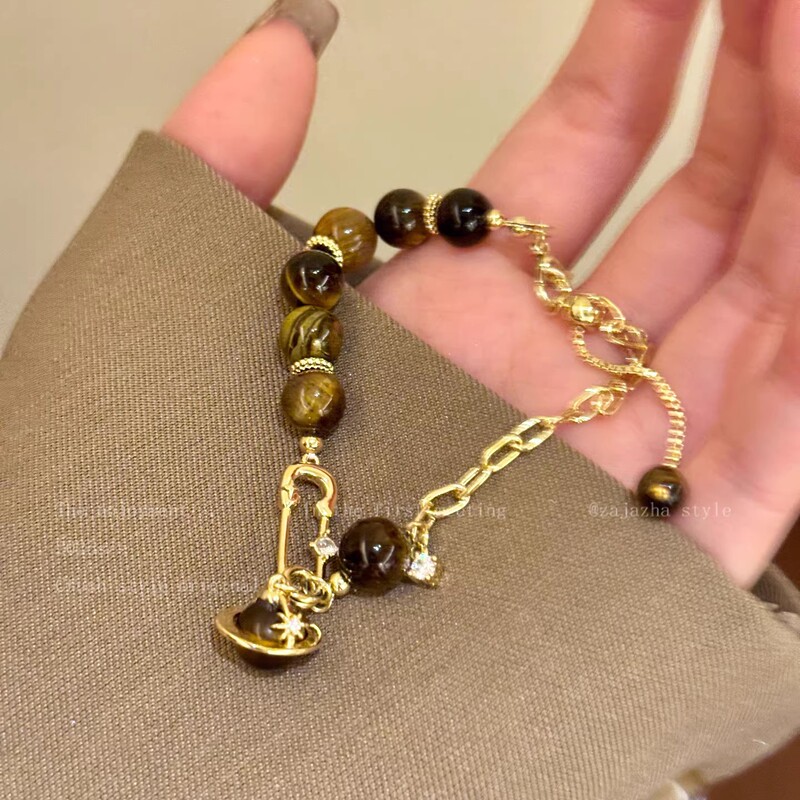 Galaxy Overflow~ Tiger's Eye Stone Planet Pin Bracelet for Women, Niche Light Luxury, High-End Exquisite 2026 New Model Hand Jewelry Galaxy Overflow~ Tiger's Eye Stone Planet Pin Bracelet for Women, Niche Light Luxury, High-End Exquisite 2026 New Model Hand Jewelry