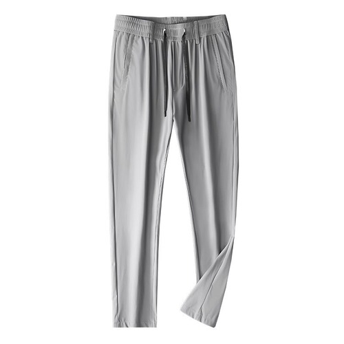 Men's loose-fitting high-waisted straight-leg business casual summer thin ice silk pants in stock from the factory trendy brand