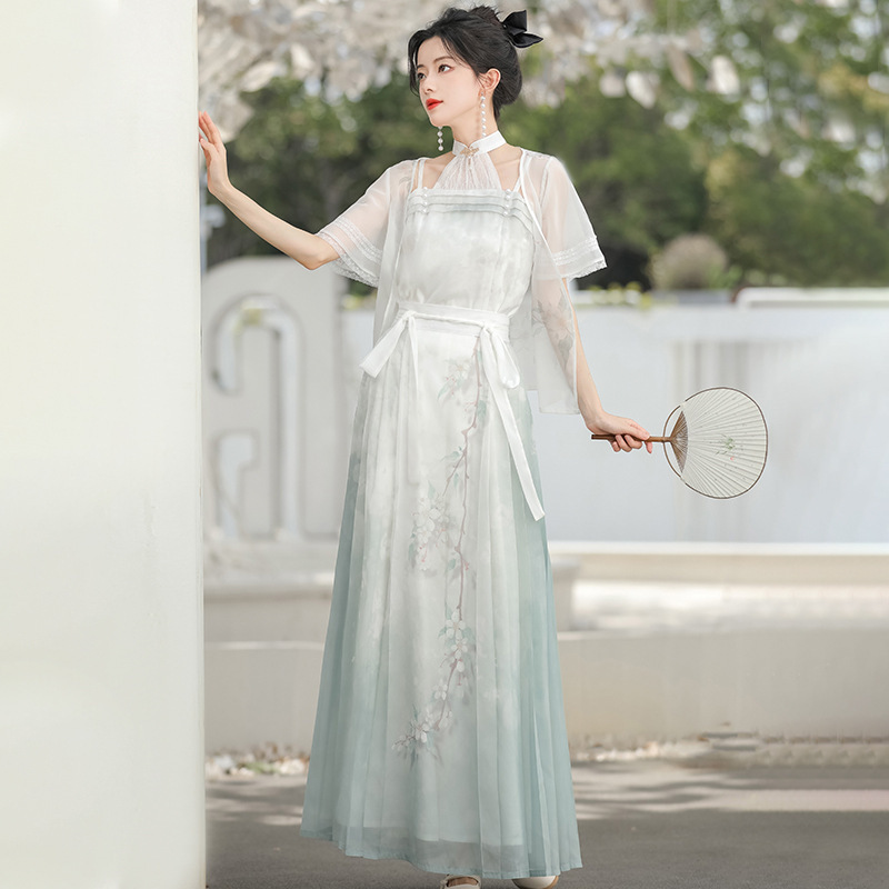 Diseño original de lluvia de humo en el sueño de ropa de Han mujer estilo chino mejorado conjunto de elementos de Han diarios 6821