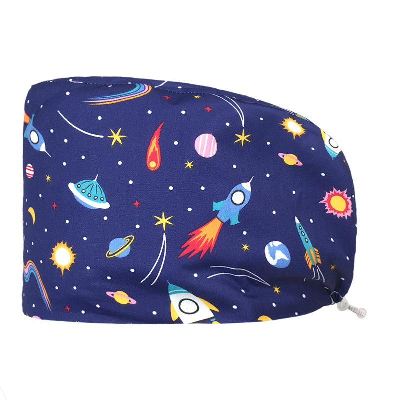 Algodón puro impreso casquillo de la enfermera tapa médica hogar tapa de la cocina aceite de catering a prueba de humo anti-pelo sombrero de trabajo de la enfermera