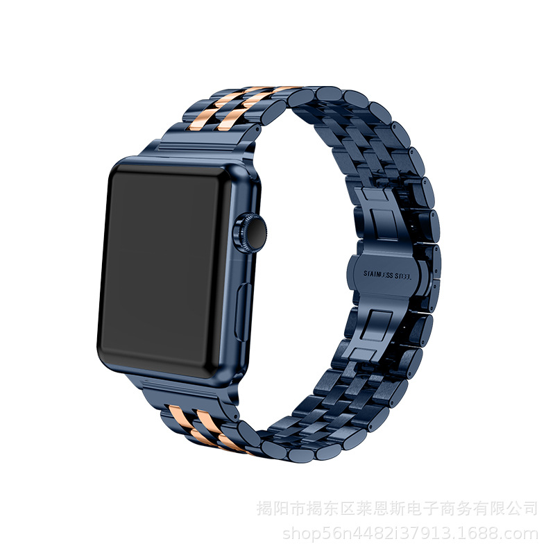 Aplicable a Apple Watch Samsung S1 Huawei nueva correa de reloj inteligente de acero inoxidable de metal de cinco cuentas