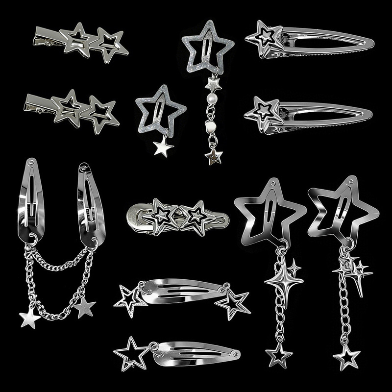 Bb Hair Clip Chain Street Style Punk Silver Heavy Metal Alloy Pendant Gothic Wholesale Unique Niche Y2K