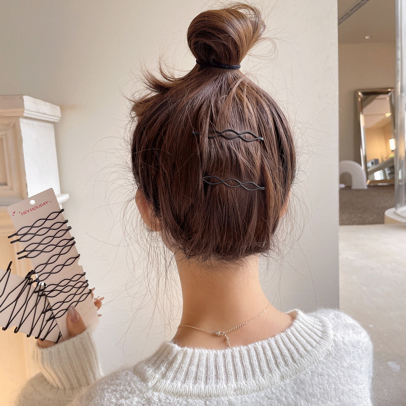 Haarspange mit Klipp für Frauen, modische Seitenhaarspange, einfache schwarze koreanische Haarspange für Pony und Hinterkopf