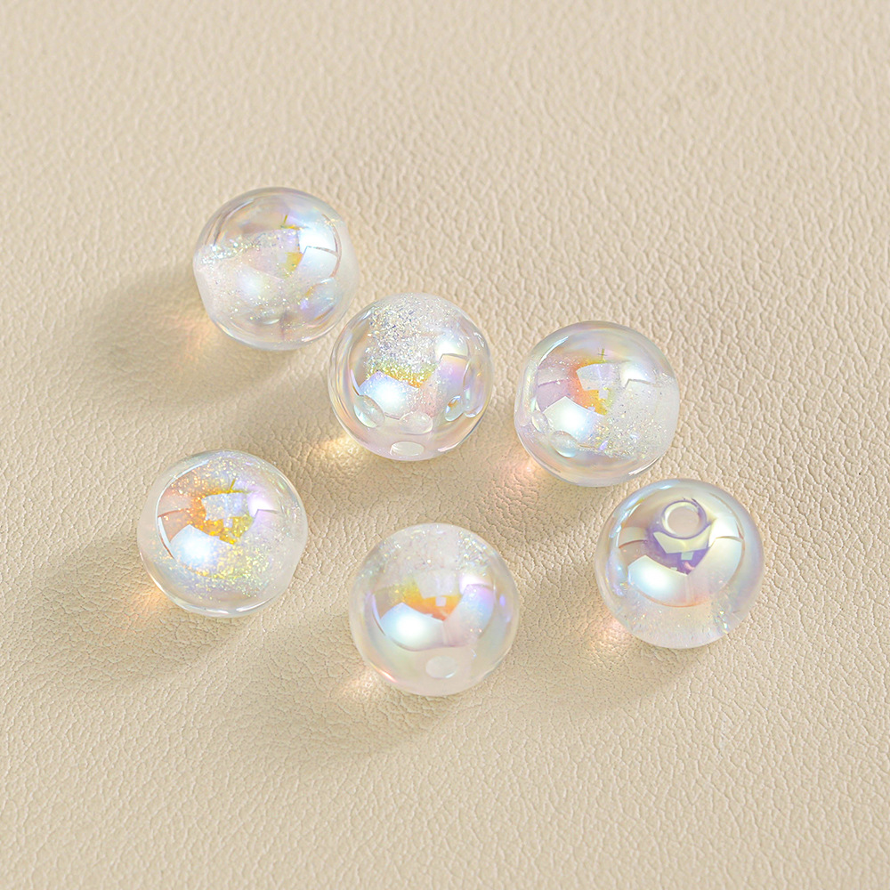 【20-30 piezas】Cuentas redondas de resina con forma de corazón, color dorado brillante, efecto atardecer, cuentas sueltas para hacer pulseras y cadenas para teléfono