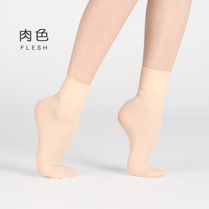 Calcetines de baile de ballet que absorben el sudor Calcetines de base de ballet de nailon blanco de color carne